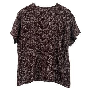 Vintage Paradigm Blouse Womens M Brown 100% Silk Abstract Quiet Luxury 90s Retro